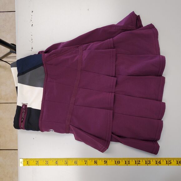 Lululemon Skort Size 4? Run Pace Setter Skirt Plum Pow Stripe Angel Wing Pleat - Picture 6 of 7